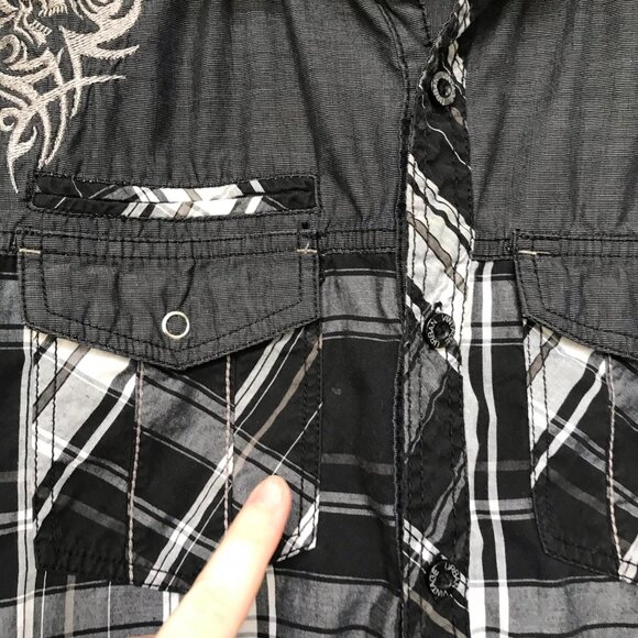 URBAN Vintage Y2K Skull Grunge Men's Small Button Up Shirt - Picture 7 of 8